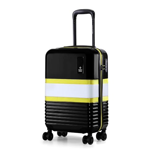 Image of Nasher Miles Mexico Hard-Sided Polycarbonate 8 Wheels Double Spinner Cabin Luggage Black and Grey 20 inch |55cm Trolley Bag,Small