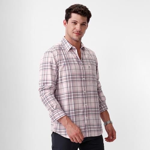 Image of BASICS 100% Cotton Checked Shirt for Men | Slim Fit | Everyday Smart Casual Wear | Full Sleeve