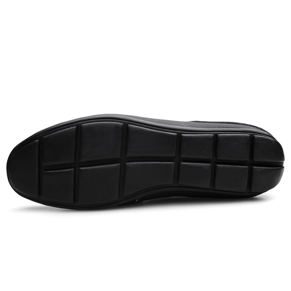 Mocasines casuales de piel auténtica para hombre, mocasines de vestir para uso diario, Black, 45 1/3 EU