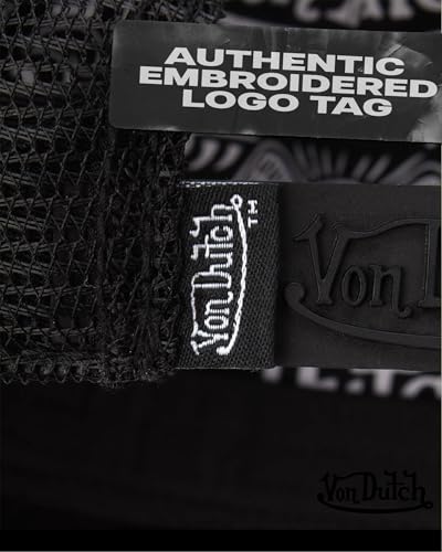 Image of Von Dutch Unisex Trucker Hat - Velvet Curved Bill Mesh Back Retro Classic Adjustable Snapback Baseball Cap for Men and Women
