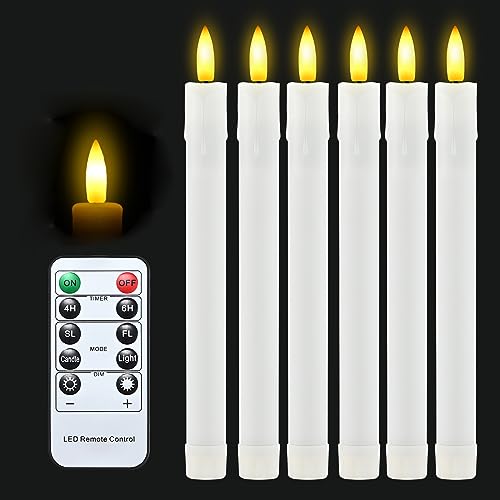 cimetech 6er Velas Led Efecto Llama cónicas sin llama, funciona con pilas LED con temporizador remoto para cenas iglesias, mesa, bodas, fiestas de cumpleaños, decoración