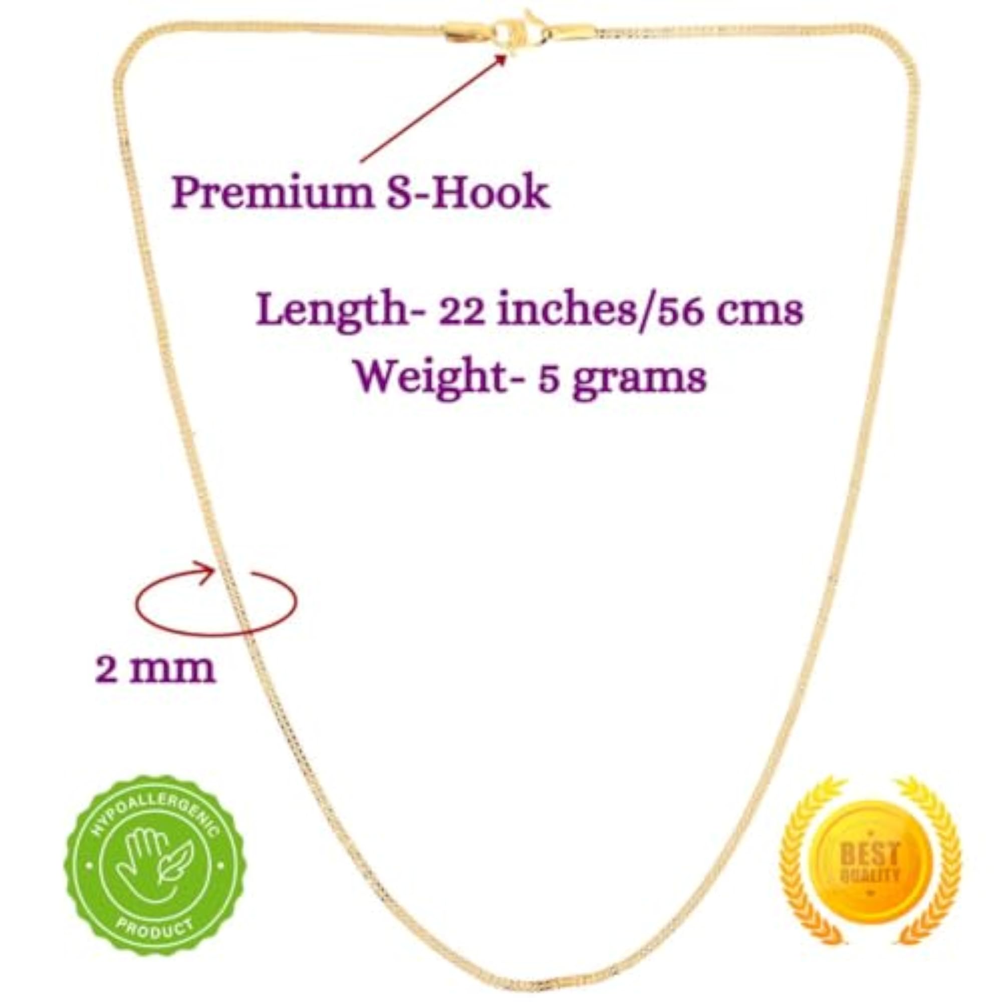 Elegant Silver Plated Anklets Pair & 22 inch Gold Plated Chain Set