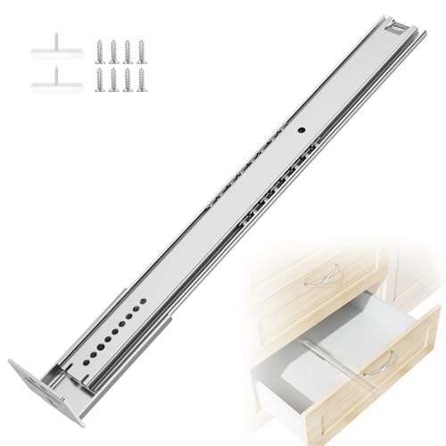 Cosycove 2 Pcs 14 Inch Center Mount Drawer Slides Bottom Mount Undermount Heavy Duty Drawer Rails 3/4 Extension Drawer Tracks for Dresser Cabinet Furniture