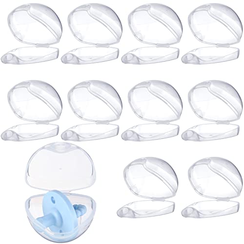 Image of Treela 10 Pack Pacifier Case Pacifier Holder Case Clear Container Box for Baby Travel Transparent Clip Essential Accessories