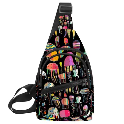 Sac à bandoulière méduse coloré pour vos voyages, petit sac à dos zippé urbain multicolore
