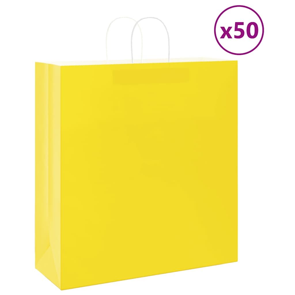 Papiertragetaschen 50 Stk Mit Henkeln Gelb 45x17x48 Cm