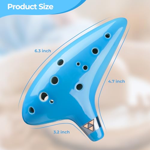 Ohuhu Zelda Ocarina with Song Book (Songs From the Legend of Zelda), 12 Hole Alto C Zelda Ocarinas Play by Link Triforce Gift for Zelda Fans with Display Stand Protective Bag (Light Blue)