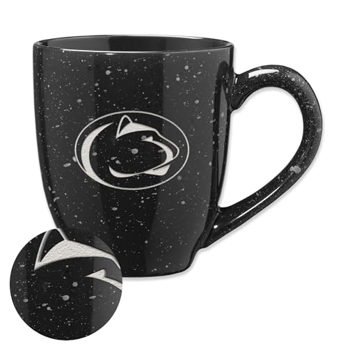 Rico Industries NCAA Penn State Nittany Lions - PSU Black 16 oz Team Color Laser Engraved Speckled Ceramic Coffee Mug