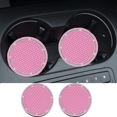 Auto Rover Car Registration And Insurance Documents Holder Pu Leather +2 Pack Car Cup Holder Insert Coaster (Pink+ 2 Cup Coaster) #TOP5