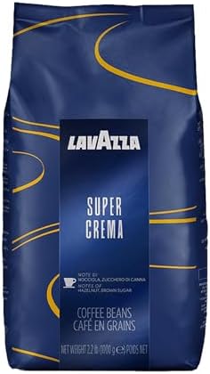 Lavazza Super Crema Whole Bean Coffee Blend, light-Medium Espresso Roast, 2.2 Pound (Pack of 1) ,Premium Quali