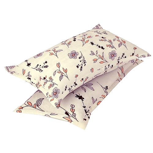 Image of HOMEKART 100% Cotton Feel Double Bed Bedsheet Set | 180tc to 220tc Soft & Breathable with 2 Pillow Covers | Wrinkle Free | for Bedroom & Gifting (Color -Light Beige, 90 x 90 Inches)