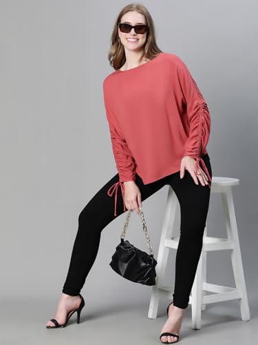 Image of oxolloxo Women Polka Print Round Neck Long Sleeve Top