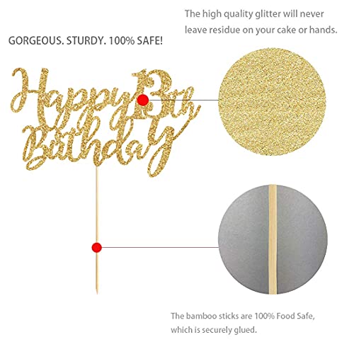 Image of FestikoGold Glitter Happy 13th Birthday Cake Topper, Gold 13 Years Old Birthday Party Decorations, Girl or boy Birthday Cake Toppers