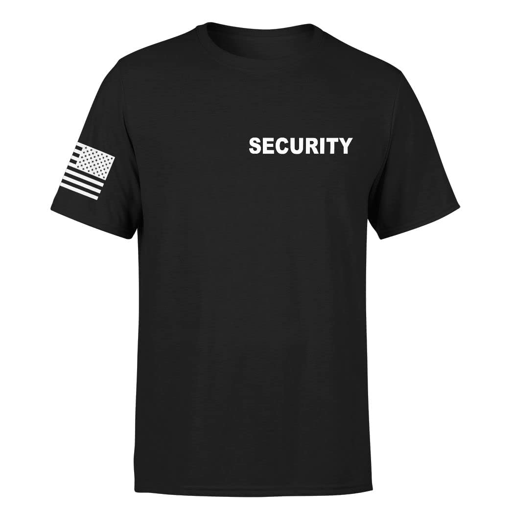 VeraccoSecurity Guard Event Staff 2 - Two-Sided Event Staff Shirt Two-Sided American USA Flag On Arm Men Tees