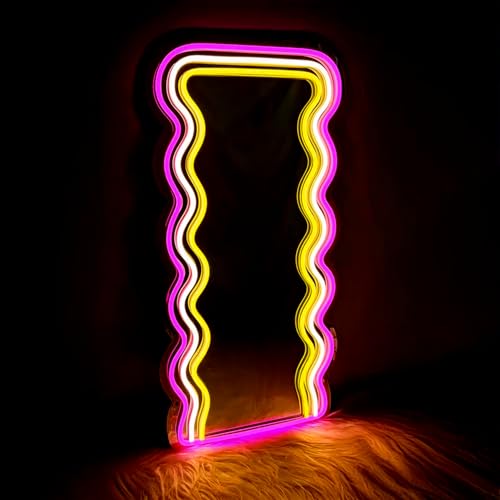 KASANOVA Specchio Luce LED Neon CM30X60 Wavy, Bianco, One Size