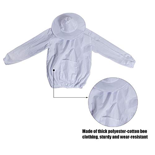 labworkauto Beekeeper Jacket Beekeeping Protective Jacket Suit Beekeeping Smock Jacket Hood Fit for Men Women Bee Keeping Clothing Body Keeping Protective Gear with Fencing Veil Hood - Thumbnail 4