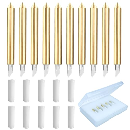 10Pcs Set Premium Fine Point Blade Compatible for Cricut Explore Air 2/Air 3/Maker/Maker 3 for Cutting Glitter Vinyl, Cardstock, Faux Leather Adhesive Foil Vellum Etc - with Storage Box