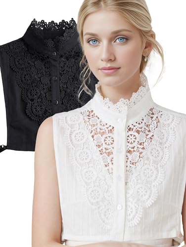 Comfortable Soft Jacquard Fabric Fake Collar for Women - Detachable, Adjustable Mock Collar for Blouses, Dresses