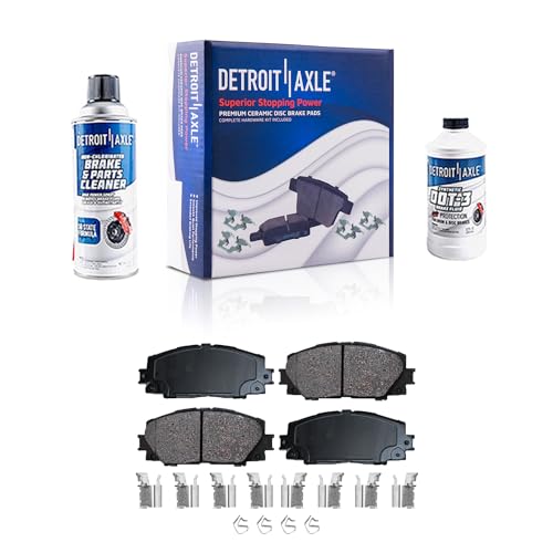 Image of Detroit Axle - Front Brake Pads for 2007-2018 Toyota Yaris 2012-2019 Prius C 2013 Scion IQ, Ceramic Brake Pads with Hardware Replacement