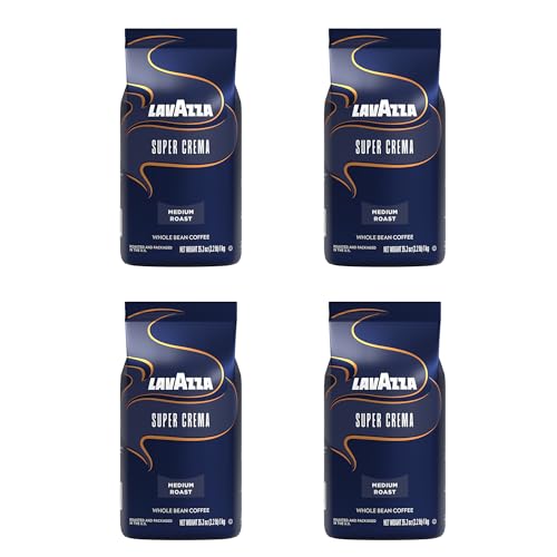 Image of Lavazza Super Crema Whole Bean Coffee, Medium Espresso Roast, Arabica and Robusta Blend, 2.2 lb Bag (Pack of 4)