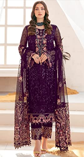 Party Wear Ready To Wear Indian Pakistani Embroidered Georgette Suit with Net Border for Women2