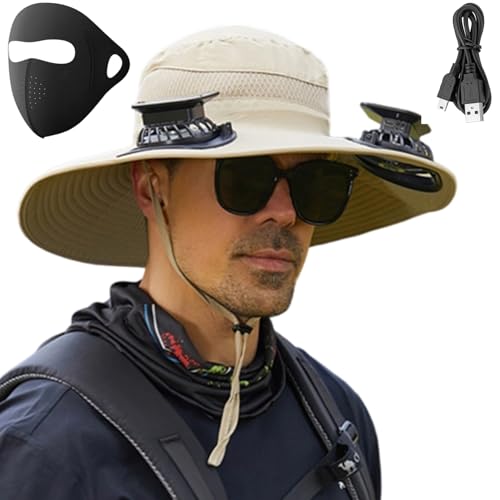 Chapeau de pêche solaire anti-pluie avec ventilateur autonome