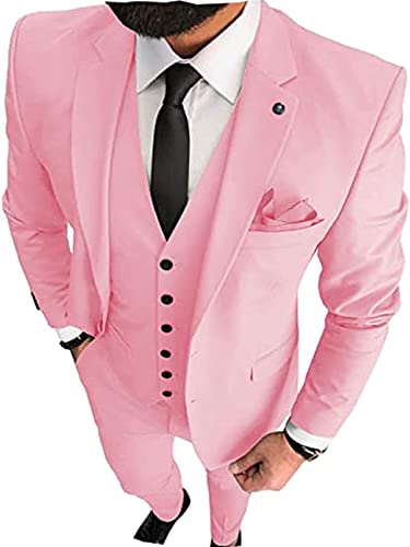 Men's Formal Suit Slim Fit 3 Piece Two Buttons Notch Lapel Blazer Vest Pant Business Wedding Tuxedo4