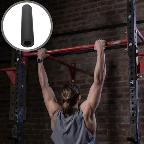 POPETPOP Skid Barbell Handle Grip Flat Grips for Weightlifting Comfortable Plastic Cover Non Slip Design Equipment Accessory Black3