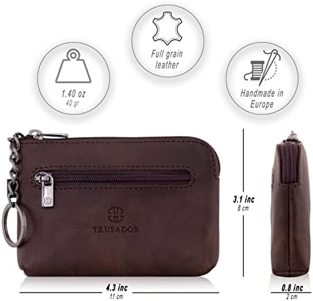 Trusador Milano Kadın Erkek Deri Bozuk Para Kartı Anahtarlık Cüzdan Kese Çanta Fermuarlı Değiştirme Çantası, Kahverengi, Bozuk Para Cüzdanları ve Torbaları - Görsel 3