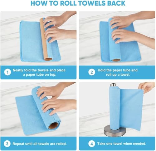 Image of Microfiber Cleaning Cloth Roll 20 Pack - Micro Fibre Cleaning Cloth Roll 25x25cm, Away Cleaning Towels - Reusable and Washable Cloths for Car, House, Garage or Kitchen,( 25 inchx 25 inchCM) (Sky Blue)