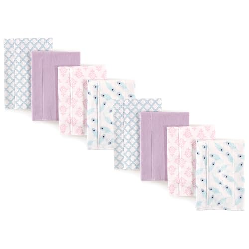 Image of Hudson Baby Cotton Poly Flannel Burp Cloths Multipack, Peacock Feather 8-Pack, One Size
