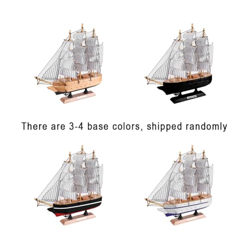 IBLUELOVER Segelboot Modell Holz Segelschiff Dekoration Vintage Home Deko Mediterraner Stil Segelboot Modell für Geburtstag und Weihnachten Schreibtisch Deko Holzmodell 24CM