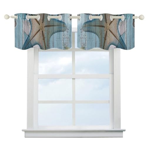 Cenefa de ventana rústica con estrellas de mar de dos paneles para el hogar 3