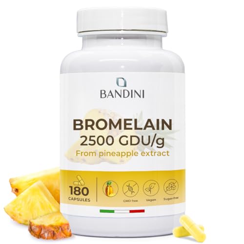 Bandini® Bromelain 180 Capsules 1000mg | 2500GDU High Strength Digestive Enzyme Supplement | 180 Vegan Capsules
