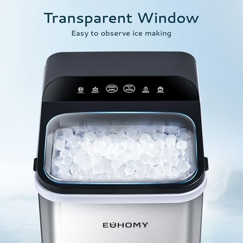 EUHOMY Nugget Ice Maker Countertop, Ready in 8 Mins, Self-Cleaning, 34lbs/24H Portable Ice Maker Machine with Ice Scoop & Basket, Sonic Ice Makers with Chewable Pellet Ice for Home/Party/RV/Camping by EUHOMY - Image 7