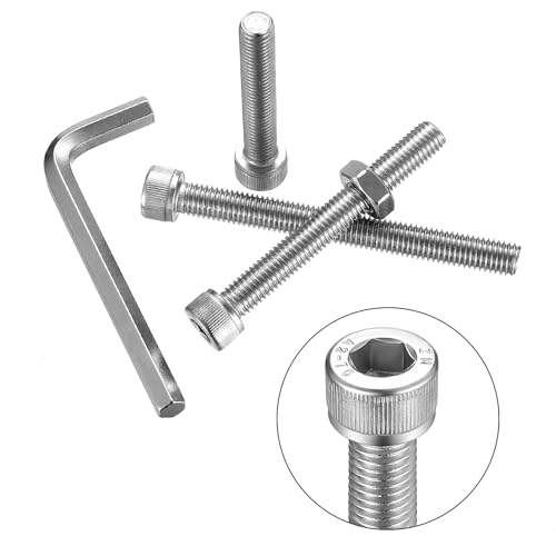 10 STK M8 Zylinderschrauben Muttern Set, Zylinderkopfschrauben mit Innensechskant Schrauben mit Muttern, M8 Vollgewinde Edelstahl Schrauben, Metrische Schrauben Set, Gewindeschrauben Set (M8x100mm)