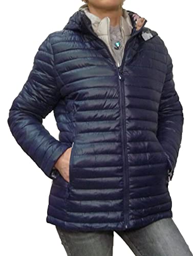 Veste de couette légère écologique 100 grammes matelassée doublée grandes tailles demi-saison femme fille, bleu foncé, 52