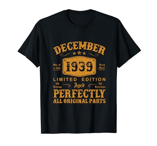 Regalo 85 Años Cumpleaños Hombre Vintage Diciembre 1939 Camiseta