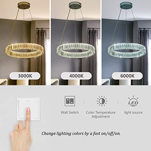 Aplampara Modern Crystal Chandelier Led Ring Pendant Light 20" Round Gold Crystal Chandeliers For Living Room Dinning Room #TOP3