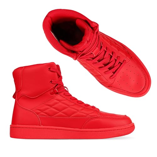 Soulsfeng Men's Women's High Top Sneakers Leather Ankle Boots Lace Up Walking Tennis Shoes4