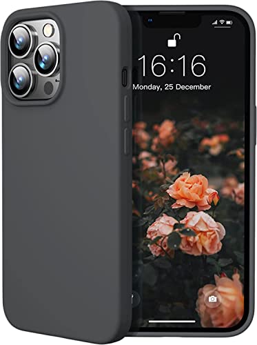 Image of Elzzi Compatible with iPhone 14 PRO Case, Liquid Silicone Case, Full Body Protective Cover, Shockproof, Slim Phone Case, Anti-Scratch Soft Microfiber Lining, 6.1 inch - (Grey)