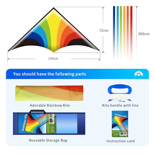 image for Xida Kite Xida Rainbow Kites for Kids Ages 4-8, 8-12, Easy to Fly, Lar