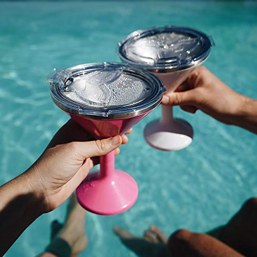 Orca Chasertini Insulated Martini Style Sipping Cup With Lid - Stainless Steel For Outdoor, Picnic, Poolside, Beach Or Patio Party - Dusty Rose #TOP2