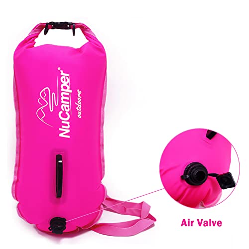 NuCamper Swim Buoy para nadadores en aguas abiertas con cinturón ajustable, bolsa seca impermeable, burbuja de natación para seguridad, entrenamiento de snorkel, kayak, buceo, navegación, gran capacidad 28L miniatura 4