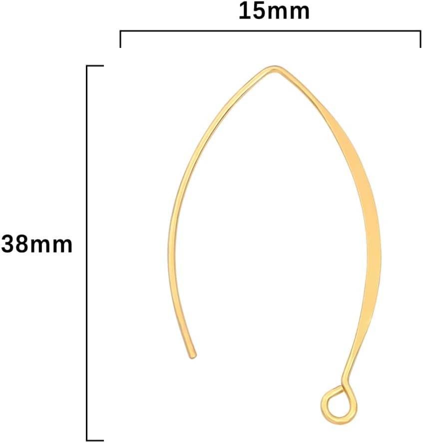18K Gold Plated Earring Hooks U Shape 15x38mm 20pcs for Jewelry Making Findings - Image 2