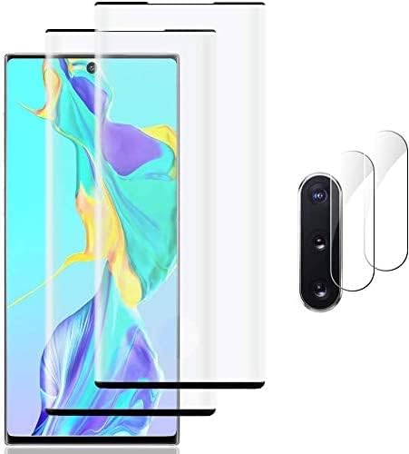 [2+2 Pack] Galaxy Note 10 Plus Screen Protector Include 2 Pack Tempered Glass Screen Protector +2 Pack Tempered Glass Camera Lens Protector,HD Clear,9H Hardness for Samsung Galaxy Note 10 Plus