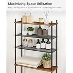 HOOBRO Over The Toilet Storage, 4-Tier Over Toilet Bathroom Organizer, Freestanding Above Toilet Shelf with Adjustable Feet, Space Saving, Easy to Assemble, Rustic Brown and Black BF64TS01 - Image 4