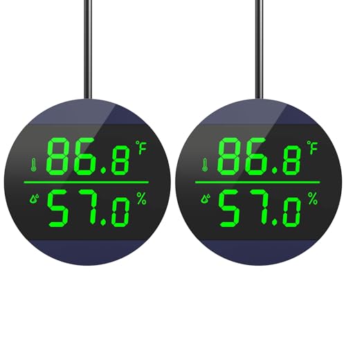 QZQ Reptile Thermometer and Humidity Gauge, Digital Display, 2-Pack Blue