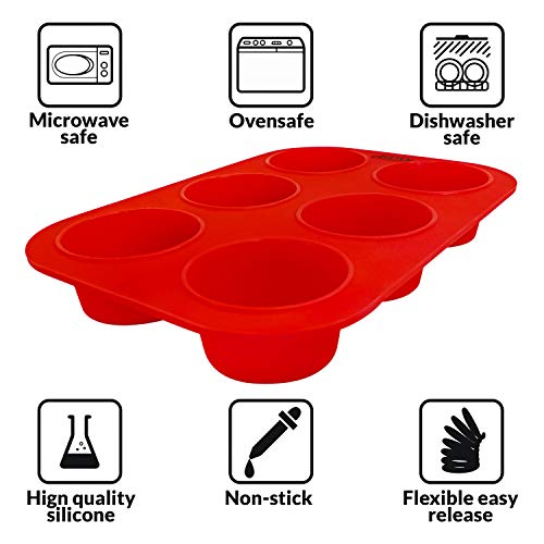 2 Pack Deep & Large Muffin Tray, 6 Cup Silicone Cupcake Moulds, Cupcake Tray, Muffin Cases, Yorkshire Pudding Tray - Image 2