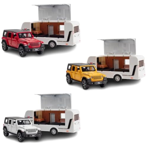 Image of 1:32 Wrangler Rubicon with Trailer - White Alloy Diecast Pullback Metal Car Toy with Sound Light & Opening Doors - Best Gift Toy for Kids